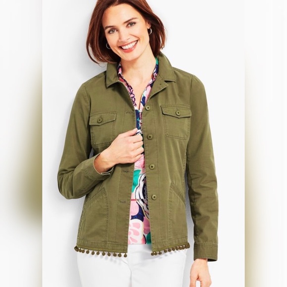 TALBOTS Army Green Pom Utility Jacket NWT msrp$129 - Picture 3 of 8